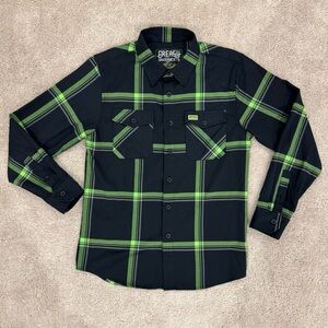 Greasy Hands Society The Moto Flannel Button Up Men Sz Medium